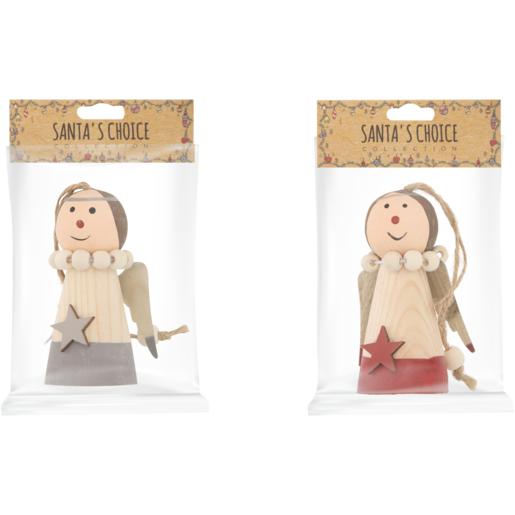 Santa’s Choice Wood Angel with Metallic Wings Christmas Tree Decoration (Assorted Item – Supplied At Random)