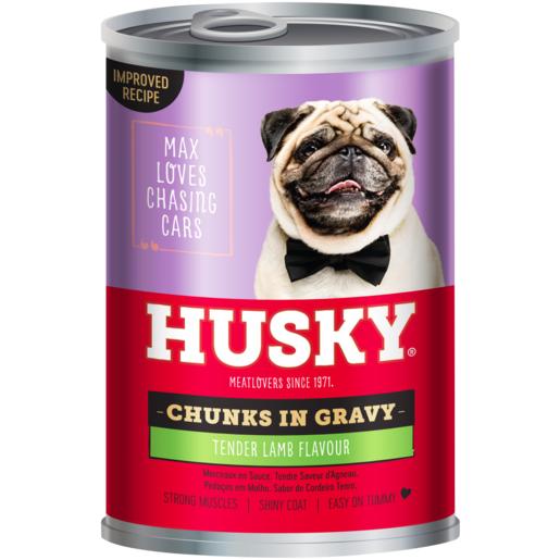 Husky Chunks In Gravy Tender Lamb Flavoured Dog Food Can 385g