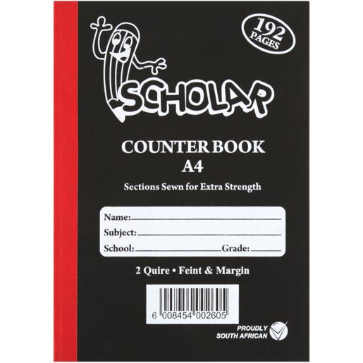 Scholar A4 Feint & Margin Hardcover Counter Book 192 Page