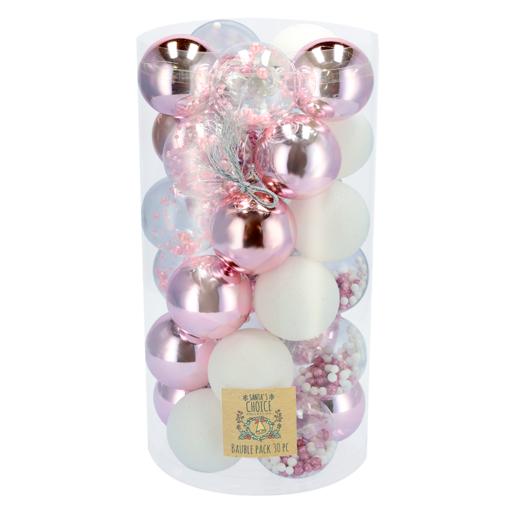 Santa’s Choice Christmas Ball Pink Ornament 30 Piece