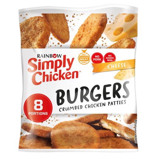 Rainbow Simply Chicken Frozen Cheese Flavoured Crumbed Chicken Patties 520g